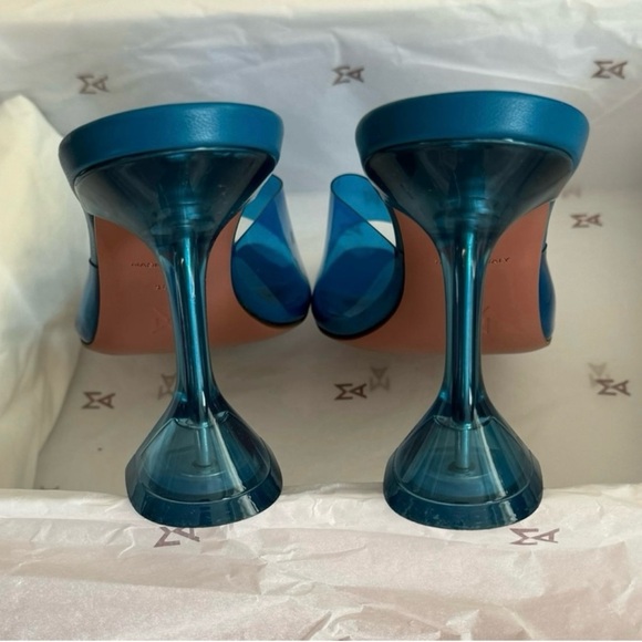 Amina Muaddi Blue Lupita Pvc Metallic Mules. AUTHENTIC! EU 38,5 size. - Picture 4 of 15